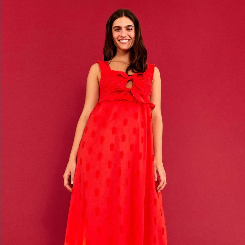 Red 3d Pineapple Maxi Dress